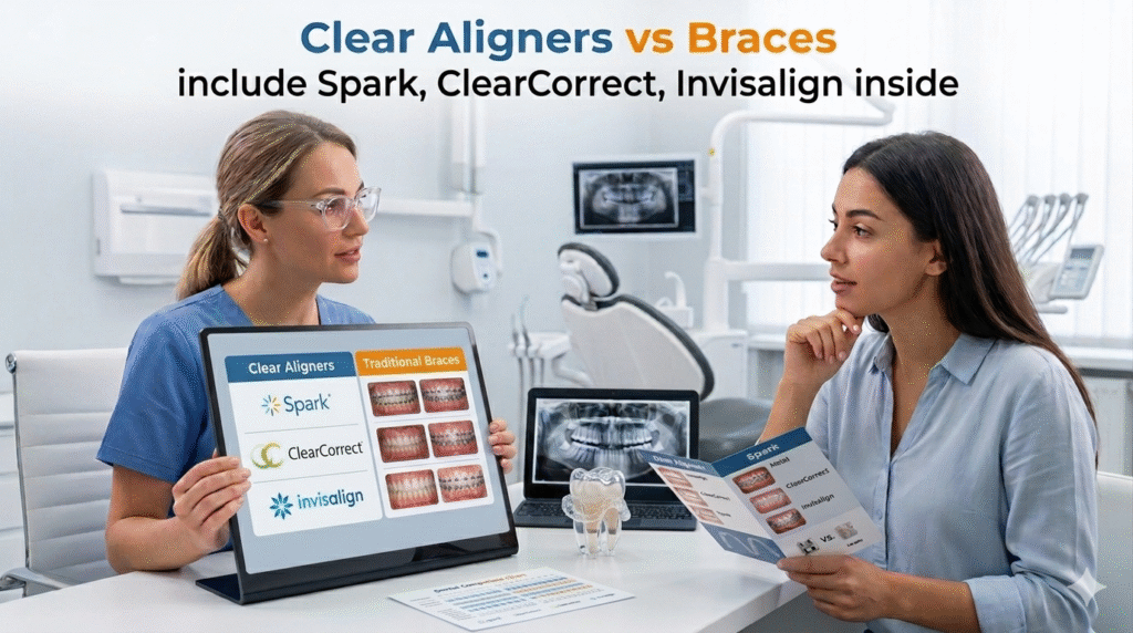 Clear Aligners vs Braces: Spark, ClearCorrect, Invisalign Inside